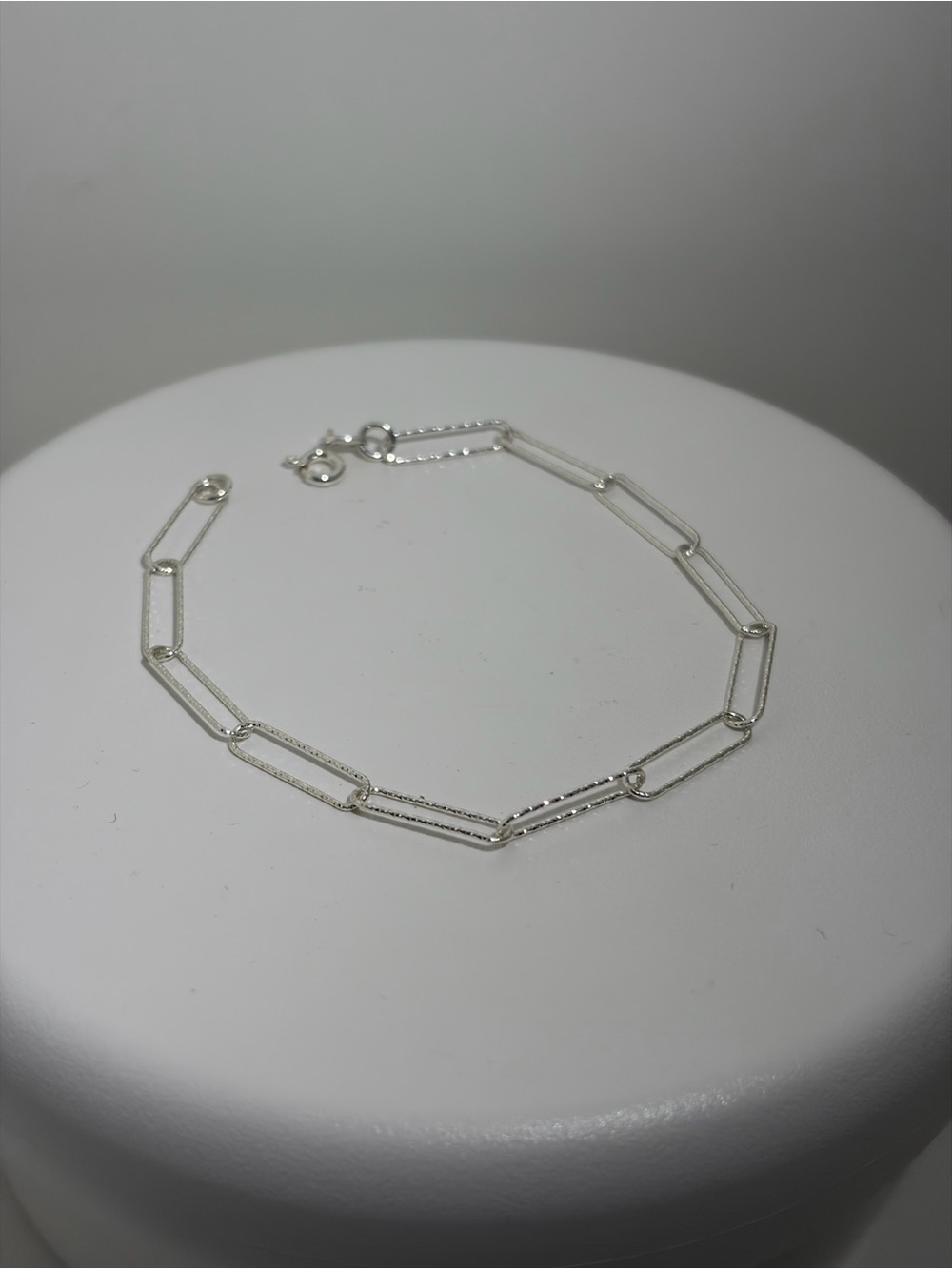 Sterling Silver 925 Paperclip Link Bracelet,18cm.